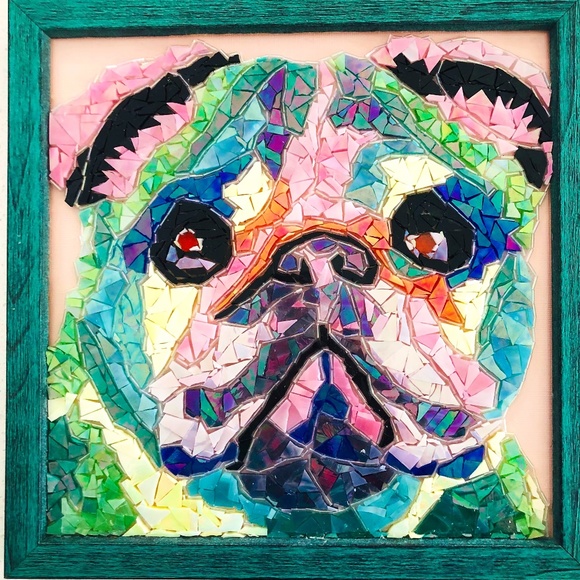 Hand Crafted Other - Pug Mosaic Wall Art